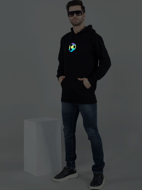 Football Rainbow Reflective Man Black Hoodie - Image 5