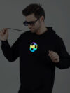 Football Rainbow Reflective Man Black Hoodie - Image 3