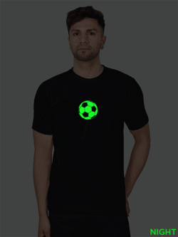 Black Cotton Football Men Glow in Dark T-shirt