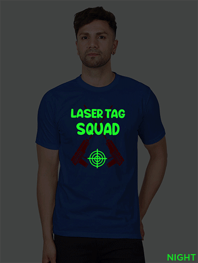 Rblue Cotton Laser Tag Squad Men Glow in Dark T-shirt