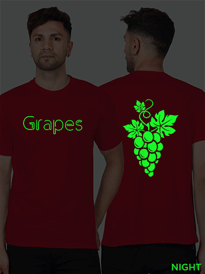 Red Cotton Grapes Men Glow in Dark T-shirt