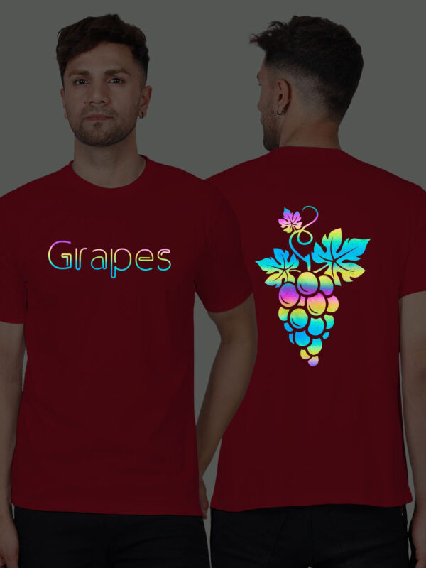 Red Cotton Grapes Men Rainbow Reflective T-shirt