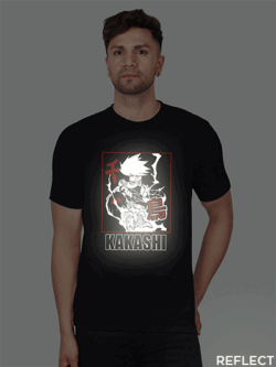 Black Cotton Kakashi Men Reflective T-shirt