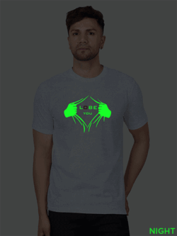 Grey Cotton Lobe You Men Glow in Dark T-shirt