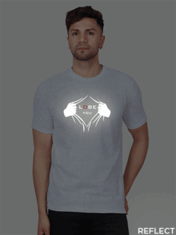 Grey Cotton Lobe You Men Reflective T-shirt