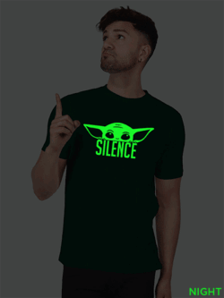 Bgreen Cotton Silence Yoda Men Glow in Dark T-shirt