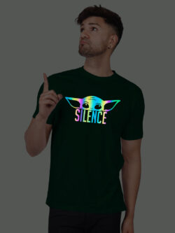 Bgreen Cotton Silence Yoda Men Rainbow Reflective T-shirt
