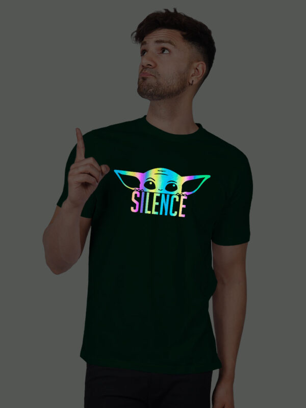 Bgreen Cotton Silence Yoda Men Rainbow Reflective T-shirt