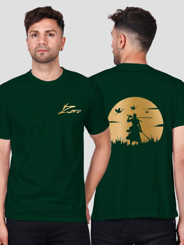 Bgreen Cotton Zoro Men Gold Printed T-shirt