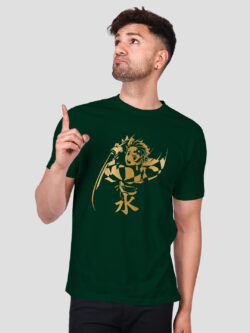 Bgreen Cotton Tanjiro Kamado Men Gold Printed T-shirt