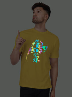 Yellow Cotton Tanjiro Kamado Men Rainbow Reflective T-shirt