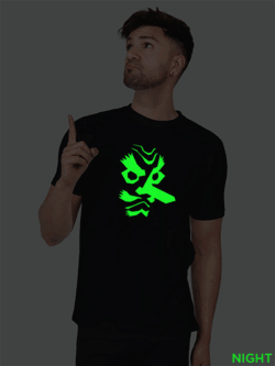 Black Cotton Demon Slayer Men Glow in Dark T-shirt