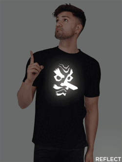 Black Cotton Demon Slayer Men Reflective T-shirt
