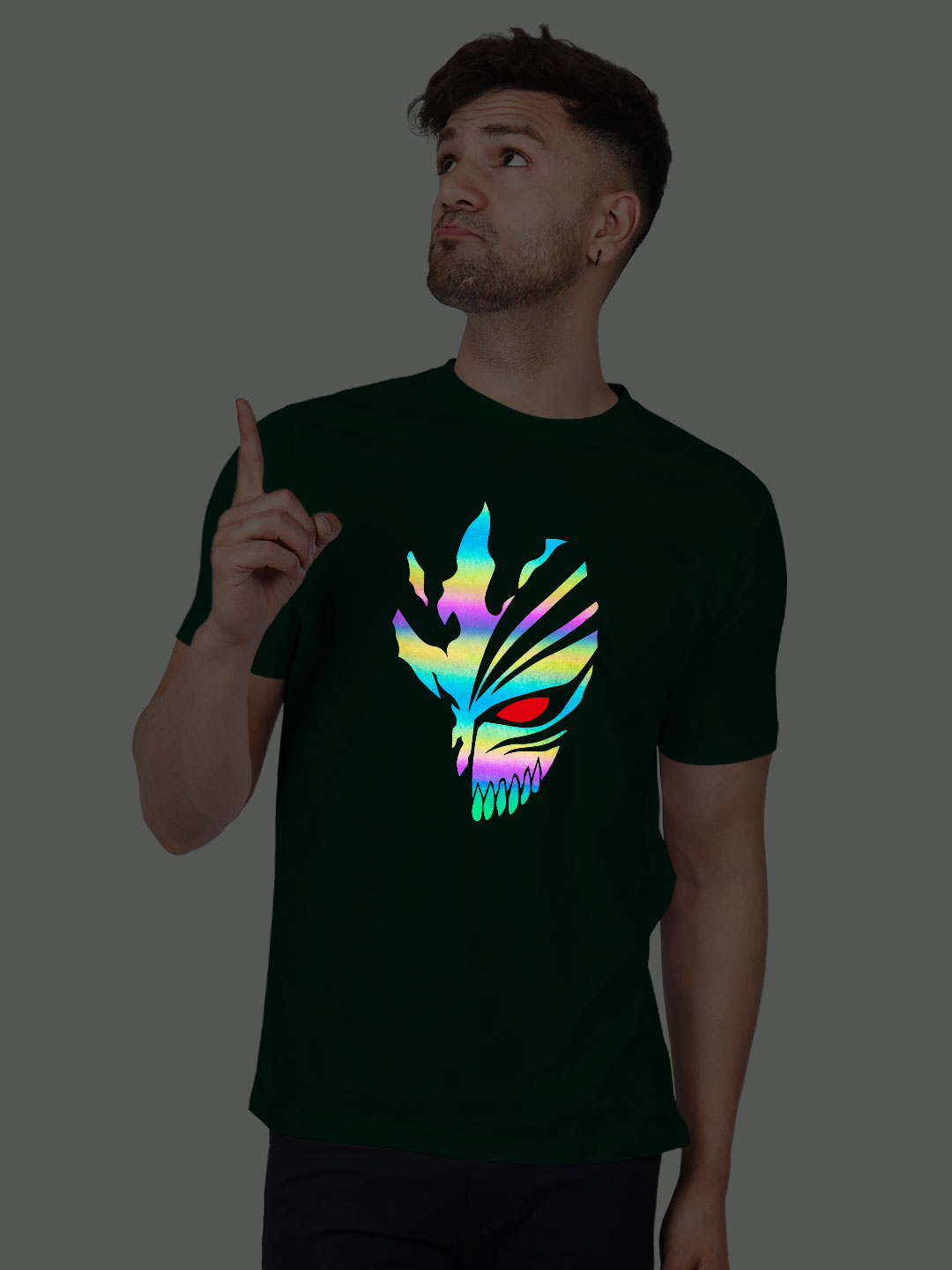 Bgreen Cotton Bleach Men Rainbow Reflective T-shirt