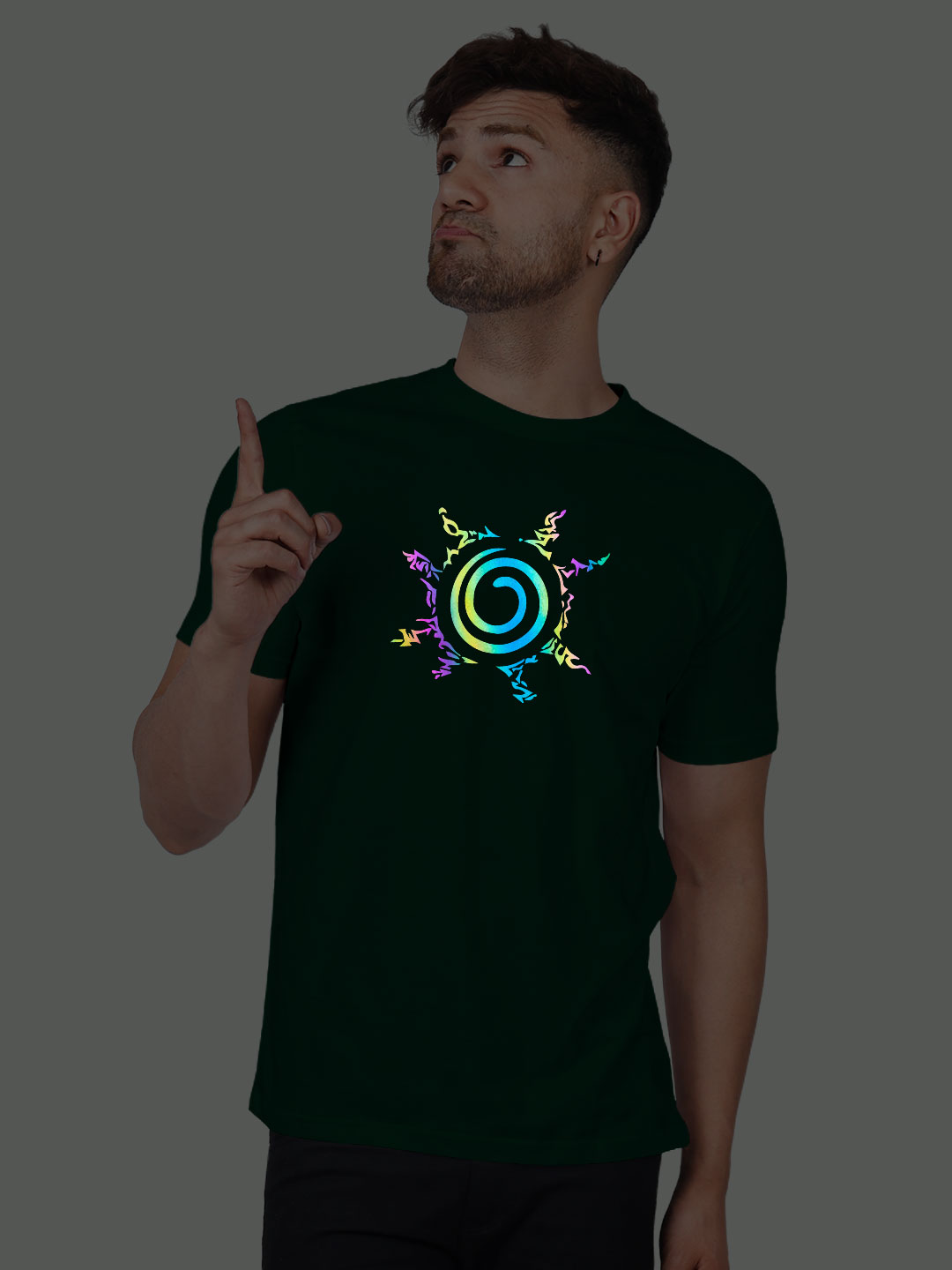 Bgreen Cotton Naruto Seal Men Rainbow Reflective T-shirt