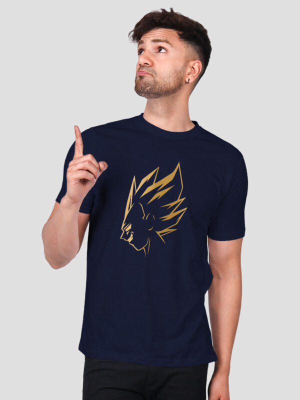 Nblue Cotton Vegeta Men Gold Printed T-shirt