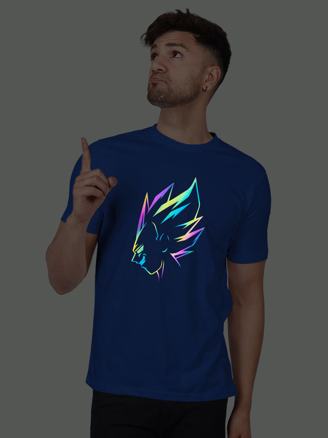 Rblue Cotton Vegeta Men Rainbow Reflective T-shirt