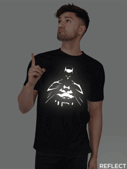 Black Cotton Batman Men Reflective T-shirt