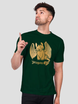 Bgreen Cotton Toothless Dragon Men Gold Printed T-shirt