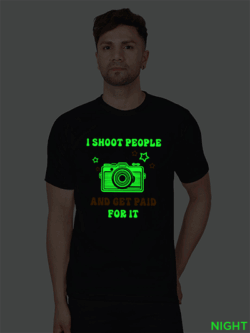 Black Cotton I Shoot People and Get paid Men Glow in Dark T-shirt