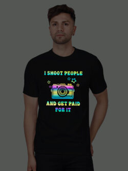 Black Cotton I Shoot People and Get paid Men Rainbow Reflective T-shirt
