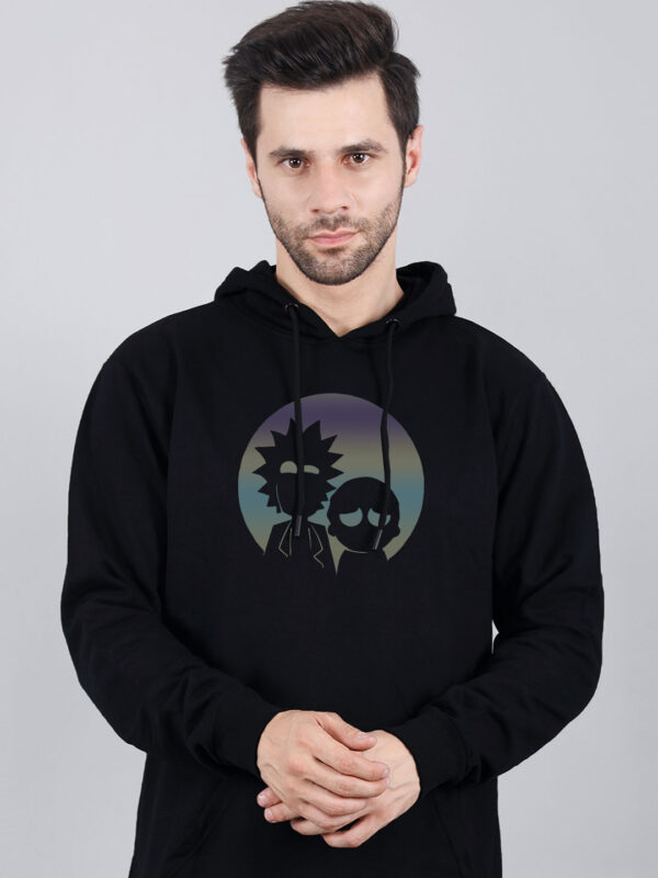Rick and Morty Rainbow Reflective Man Black Hoodie - Image 2