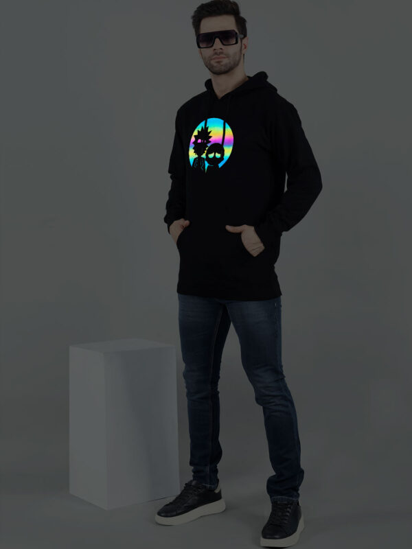 Rick and Morty Rainbow Reflective Man Black Hoodie - Image 5