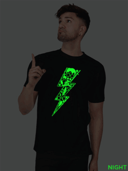 Black Cotton Halloween Men Glow in Dark T-shirt