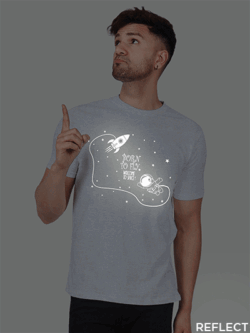 Grey Cotton Astronaut Born to Fly Men Reflective T-shirt