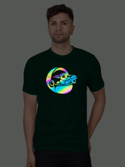 Bgreen Cotton Baby Yoda ship Men Rainbow Reflective T-shirt