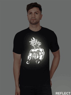 Black Cotton Goku Dragon Ball Men Reflective T-shirt