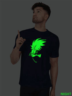 Nblue Cotton Kakashi Face Men Glow in Dark T-shirt