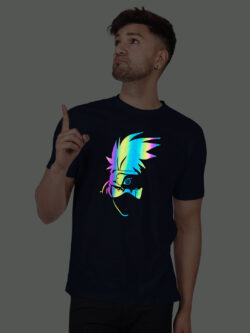 Nblue Cotton Kakashi Face Men Rainbow Reflective T-shirt