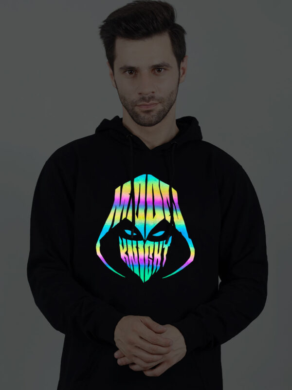 Moon Knight Rainbow Reflective Man Black Hoodie - Image 1