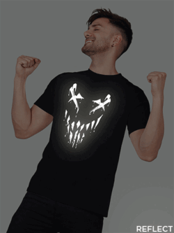Black Cotton Halloween Smile Men Reflective T-shirt