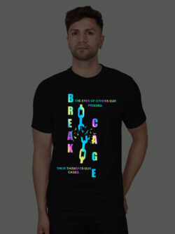 Black Cotton Break Cage Men Rainbow Reflective T-shirt