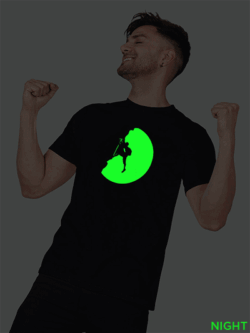 Black Cotton Trekking Men Glow in Dark T-shirt