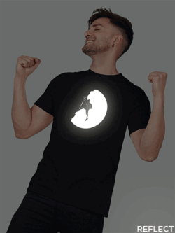 Black Cotton Trekking Men Reflective T-shirt