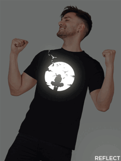 Black Cotton Naruto Men Reflective T-shirt