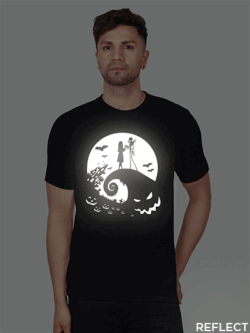 Black Cotton Halloween Night Men Reflective T-shirt