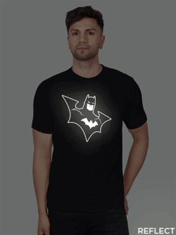 Black Cotton Batman Men Reflective T-shirt