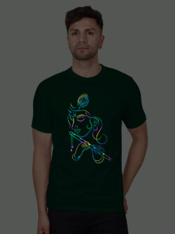 Bgreen Cotton Flute Krishna Men Rainbow Reflective T-shirt