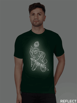 Bgreen Cotton Flute Krishna Men Reflective T-shirt