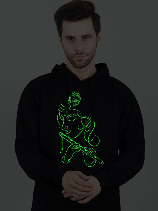 Flute Krishna Glow in Dark Man Hoodie - Image 3