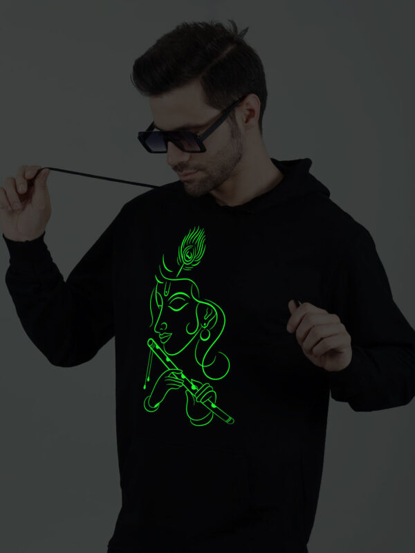 Flute Krishna Glow in Dark Man Hoodie - Image 5