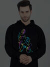 Flute Krishna Rainbow Reflective Man Black Hoodie