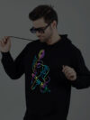 Flute Krishna Rainbow Reflective Man Black Hoodie - Image 3