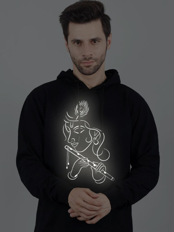 Flute Krishna Reflective Man Hoodie - Image 3