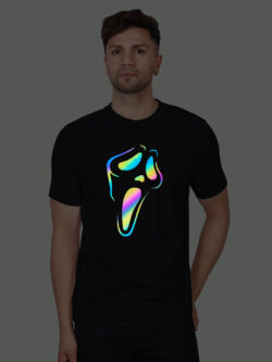 Black Cotton Ghost Men Rainbow Reflective T-shirt