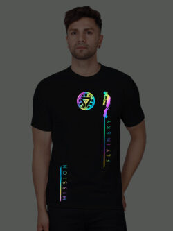 Black Cotton Mission Fly Men Rainbow Reflective T-shirt